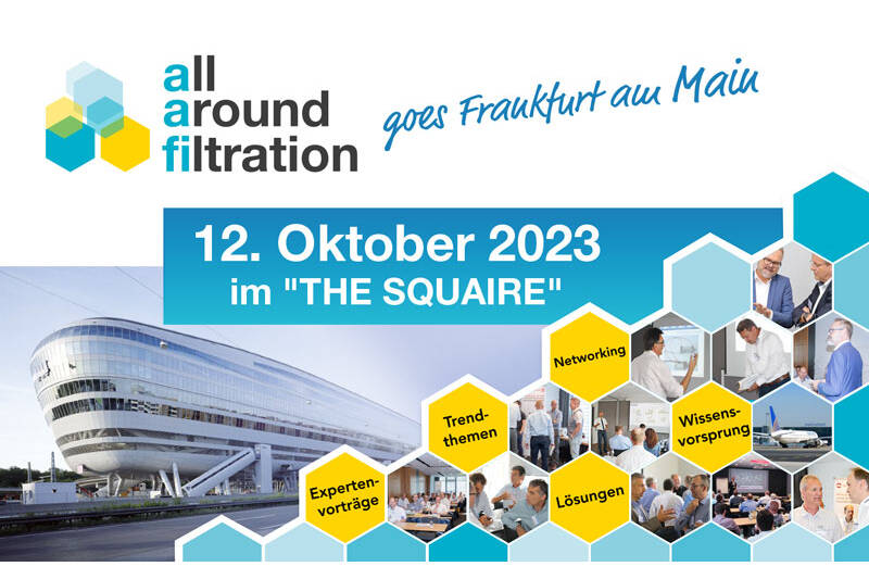 all around filtration: Filtertechnik Branchentreff mit Symposium in Frankfurt am Main, am 12. Oktober 2023